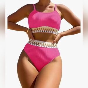 Asher Fashion Women's Bikini 2 Piece Swimsuit Set- Bohemian Colorful Barbiecore